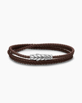 Chevron Triple Wrap Bracelet in Brown Leather with Sterling Silver, 3mm